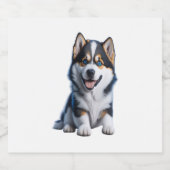 Schattig HD Alaskan Malamute Puppy Portrait - Embr Sparkling Wijnetiket (Enkel label)