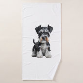 Schattig HD Miniatuur Schnauzer Puppy Portrait - E Badhanddoek (Badhanddoek)