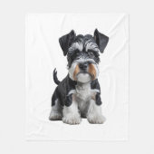 Schattig HD Miniatuur Schnauzer Puppy Portrait - E Fleece Deken (Voorkant)