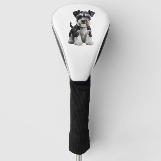Schattig HD Miniatuur Schnauzer Puppy Portrait - E Golfheadcover (Voorkant)
