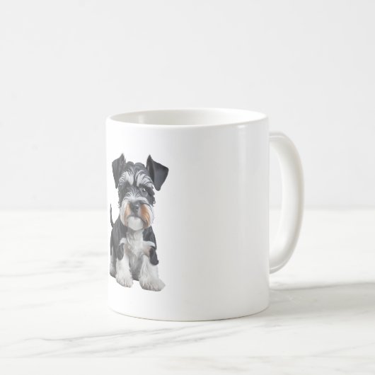 Schattig HD Miniatuur Schnauzer Puppy Portrait - E Koffiemok (Voorkant rechts)