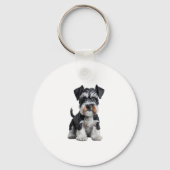 Schattig HD Miniatuur Schnauzer Puppy Portrait - E Sleutelhanger (Voorkant)