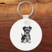 Schattig HD Miniatuur Schnauzer Puppy Portrait - E Sleutelhanger (Voorkant)