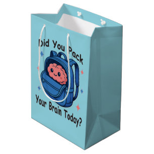 Schattig “Heb je vandaag je brein ingepakt?” Herse Medium Cadeauzakje
