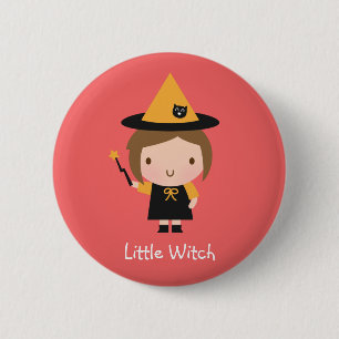 Schattig Heksje Niet Griezeld Halloween Naam Ronde Button 5,7 Cm