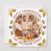 Schattig herfst eikenblad Thanksgiving familiefees Kaart (Voorkant)