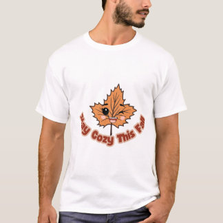 Schattig herfstblad Blijf knus deze herfst T-shirt
