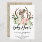 schattig hert - roest - modern baby shower kaart (Voorkant / Achterkant)