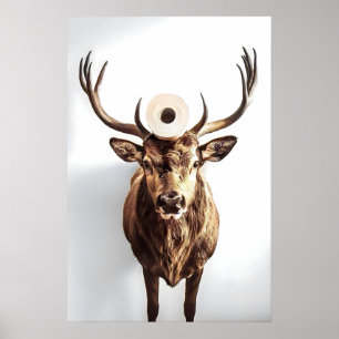 Schattig hertenbadkamer muurkunst, grappige herten poster