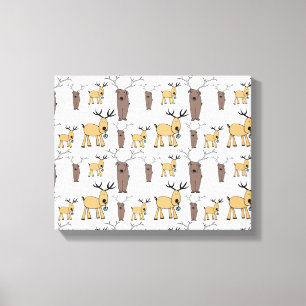 Schattig Hertenbok Mannetjeseland Hand Getekende B Canvas Afdruk