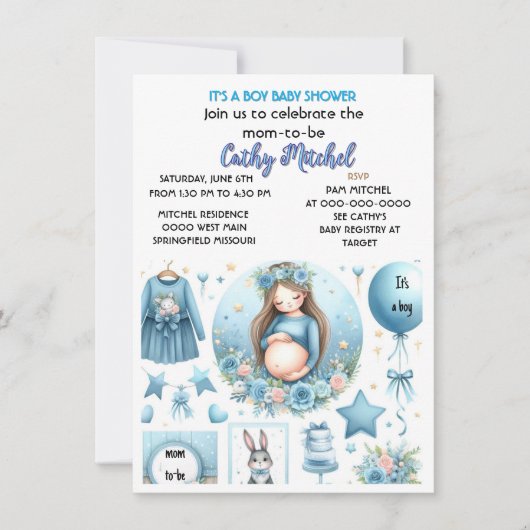 Schattig Het is een Jongen Baby Shower Blauwe Fees Kaart (Voorkant)