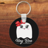 Schattig Hey Boo Halloween-ontwerp Sleutelhanger (Voorkant)