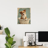  schattig hondenbad poster (Thuiskantoor)