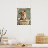  schattig hondenbad poster (Keuken)