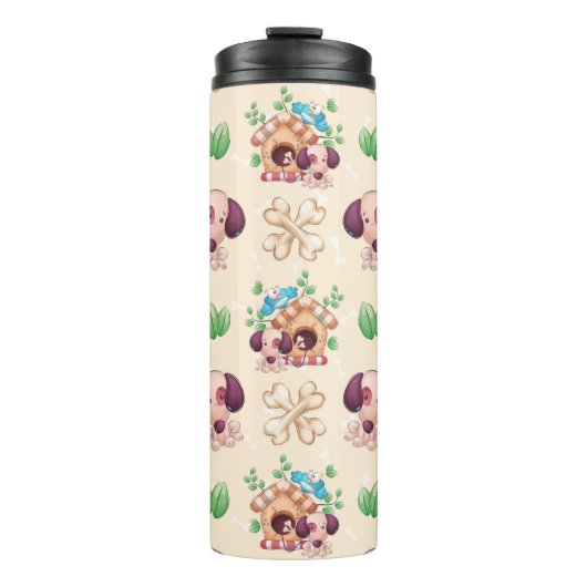 Schattig hondenpatroon thermosbeker (Voorkant)