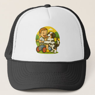 Schattig Hondje en Kind Speeltijd Trucker Pet