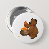Schattig Honey Loving Beer met Honey Pot Ronde Button 7,6 Cm (Voorkant /achterkant)