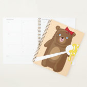 Schattig Honing Beer met lepel en rode strik Planner (Display)