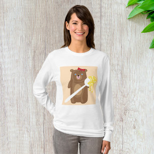 Schattig Honing Beer met lepel en rode strik T-shirt
