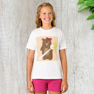 Schattig Honing Beer met lepel en rode strik T-shirt
