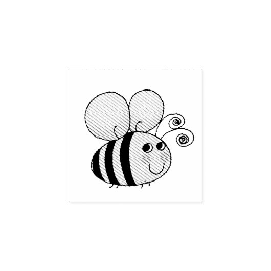 schattig honing hommel bij 	rubberstempel (Afrduk)