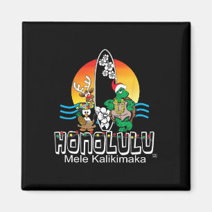 Schattig Honolulu Oahu Hawaii Eiland Surfen Kerstm Magneet