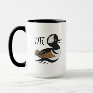 Schattig Hooded Merganser Duck Cartoon Mok