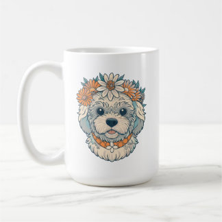 schattig-hoofd-maltipoo-hond-met-bloemen koffiemok