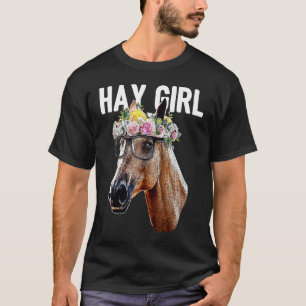 Schattig Hooi Meisje Paard Bloemenkroon Roos Eques T-shirt