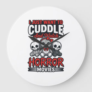 Schattig horrorfilm knuffel vintage grafisch shirt grote klok