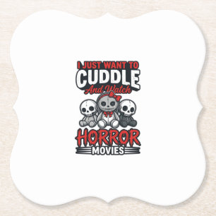Schattig horrorfilm knuffel vintage grafisch shirt kartonnen onderzetters