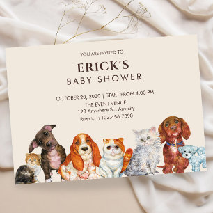 Schattig huisdier, honden- en katten babyshower kaart