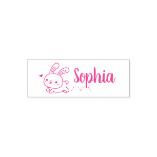 Schattig Huppend Konijn Konijntje, Meisjesnaam Zelfinktende Stempel