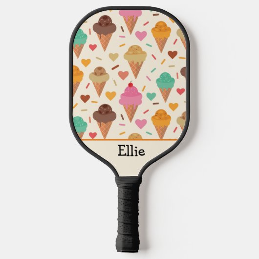 Schattig Ice Cream Patroon Aangepast gepersonalise Pickleball Paddle (Achterkant)