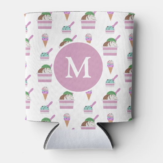 Schattig ijs zomer patroon monogram blikjeskoeler (Voorkant)