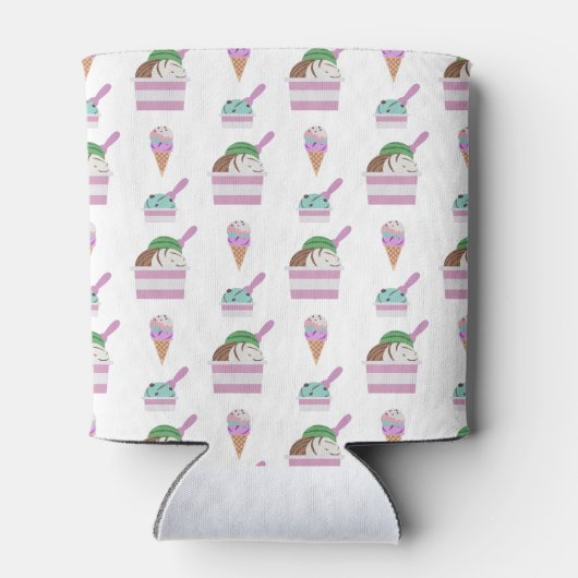 Schattig ijs zomer patroon monogram blikjeskoeler (Achterkant)