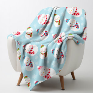 Schattig Ijsblauw Winter Sneeuwman Patroon Fleece Deken