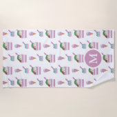 Schattig ijsje zomer patroon monogram strandlaken (Voorkant)
