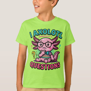 Schattig ik Axolotl Vragen azteek nerd met bril T-shirt