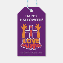 Schattig 'Ik hou van Halloween' cadeautag Cadeaulabel