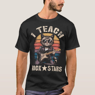 Schattig Ik Leer Rocksterren Kat Moeder Leraar Ban T-shirt