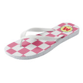 Schattig initiaal l Geruit roze en wit Teenslippers (Schuin)