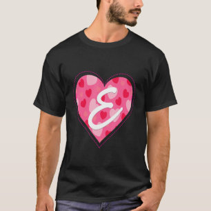 Schattig Initiaal Monogram Letter E Hart Patroon v T-shirt