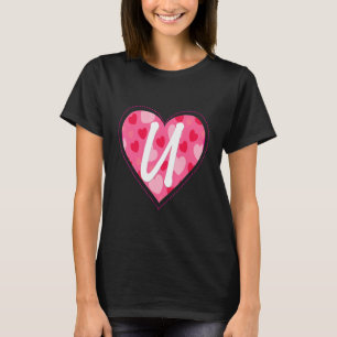 Schattig Initiaal Monogram Letter U Hart Patroon v T-shirt