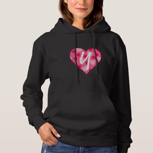 Schattig Initiaal Monogram Letter Y Hartpatroon vo Hoodie (Voorkant)