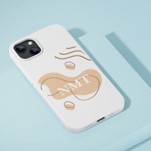 Schattig initiaal Wit en beige abstract schattig iPhone 13 Pro Hoesje