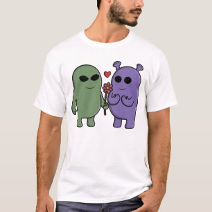 Schattig Intergalactisch Buitenaards Koppel T-shirt
