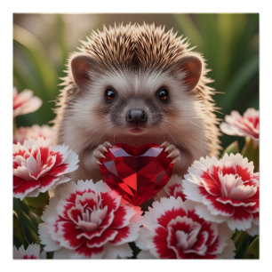 Schattig januari egel met granaat hart perfect poster