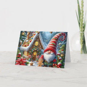 Schattig Kabouter Peperkoekhuis Kerstmis Feestdagen Kaart