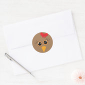🦃 Schattig kalkoenengezicht, bruin Ronde Sticker (Envelop)